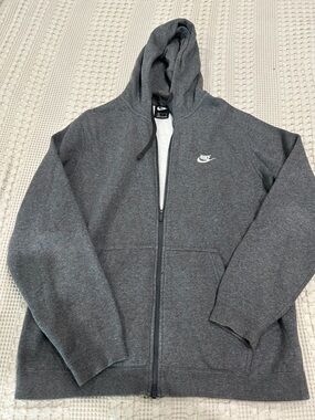 Nike Gray Zip Hoodie with White Swoosh